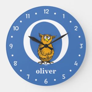 Dr. Seuss's ABC: Letter O - White | Add Your Name Large Clock