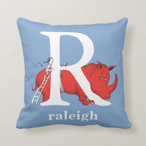 Dr. Seuss's ABC: Letter R - White | Add Your Name Throw Pillow
