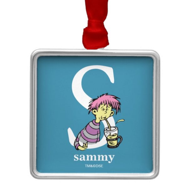 Dr. Seuss's ABC: Letter S - White | Add Your Name Metal Ornament