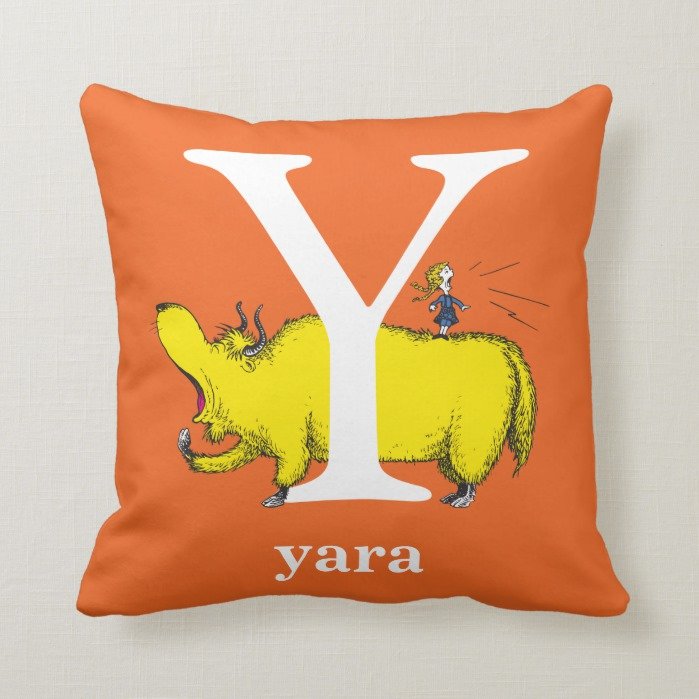 Dr. Seuss's ABC: Letter Y - White | Add Your Name Throw Pillow