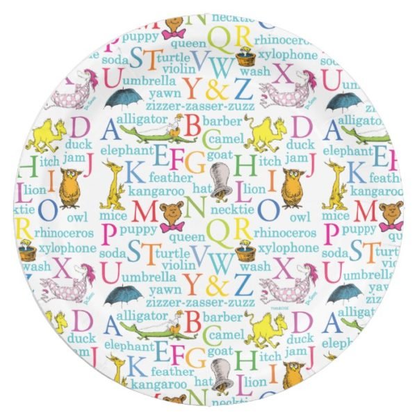 Dr. Seuss's ABC Pattern with Words Paper Plate