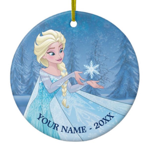 Elsa | Catching Snowflake Add Your Name Ceramic Ornament