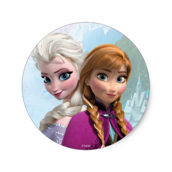 Frozen Elsa and Anna Birthday Classic Round Sticker