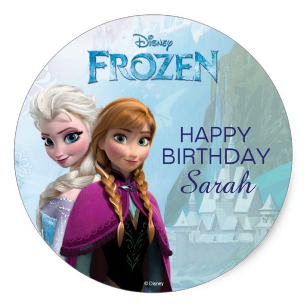 Frozen Elsa and Anna Birthday Classic Round Sticker