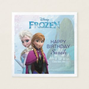 Frozen Elsa and Anna Birthday Paper Napkin