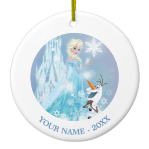 Frozen | Elsa and Olaf - Icy Glow Add Your Name Ceramic Ornament