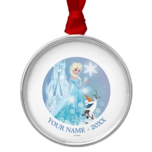 Frozen | Elsa and Olaf - Icy Glow Add Your Name Metal Ornament