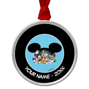Group in Mickey Ears | Add Your Name Metal Ornament