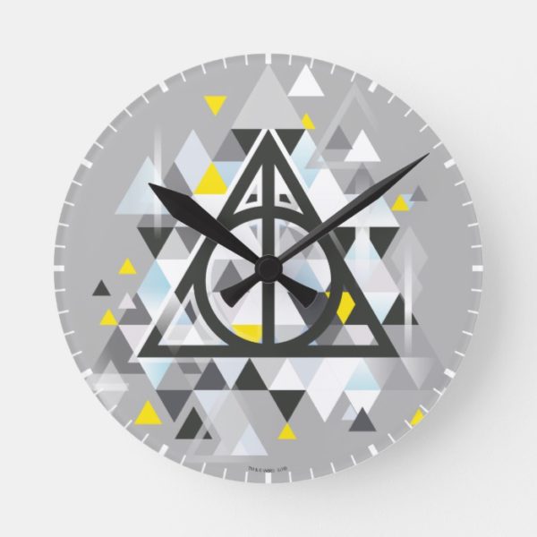 Harry Potter | Geometric Deathly Hallows Symbol Round Clock