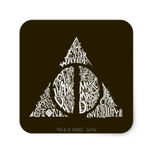 Harry Potter Spell | DEATHLY HALLOWS Typography Gr Square Sticker