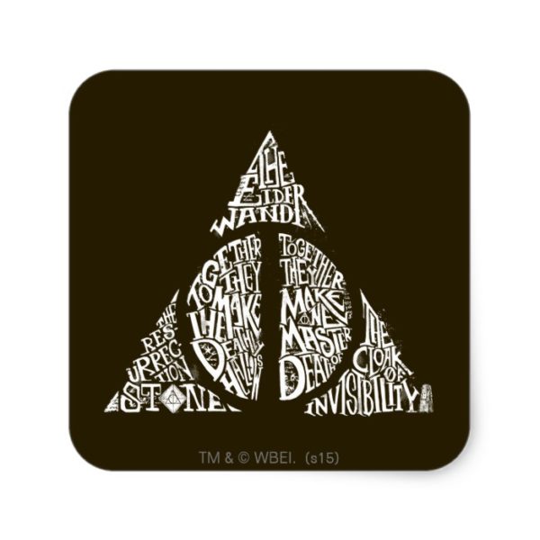 Harry Potter Spell | DEATHLY HALLOWS Typography Gr Square Sticker