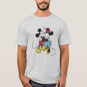 Antique Mickey and Minnie Mouse hugging laughing T-Shirt