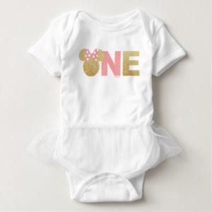Minnie Mouse | Gold & Pink First Birthday Baby Bodysuit