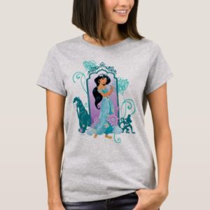 Princess Jasmine,  Rajah & Abu Floral 2 T-Shirt