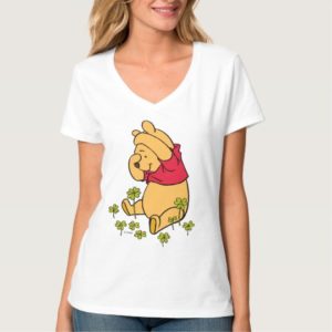 Pooh Playing in a Shamrock Patch T-Shirt