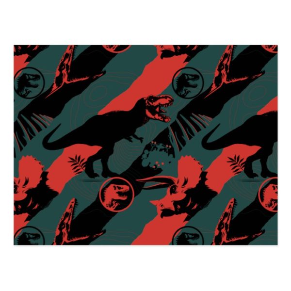 Jurassic World | Black, Red & Grey Pattern Postcard