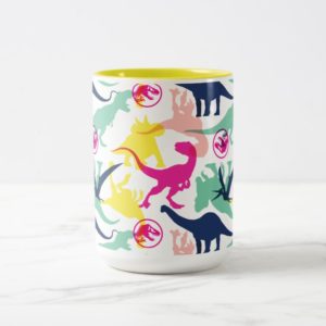 Jurassic World | Colorful Silhouette Pattern Two-Tone Coffee Mug
