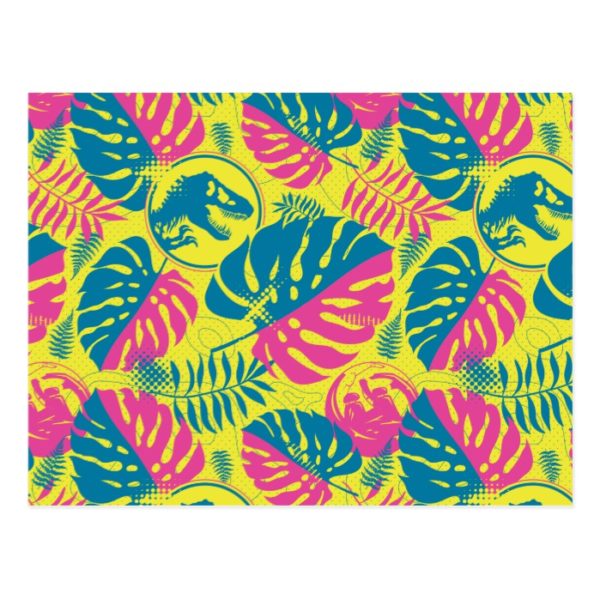 Jurassic World | Pink & Yellow Jungle Pattern Postcard