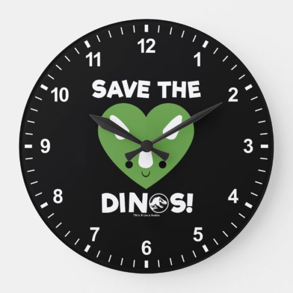 Jurassic World | Save the Dinos - Green Heart Large Clock