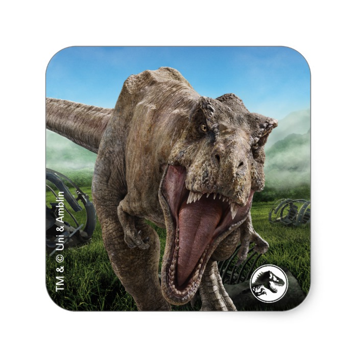 Jurassic World  T. Rex - Instinct to Hunt Square Sticker - Custom Fan Art