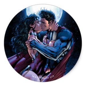 Justice League #12 Wonder Woman & Superman Kiss Classic Round Sticker
