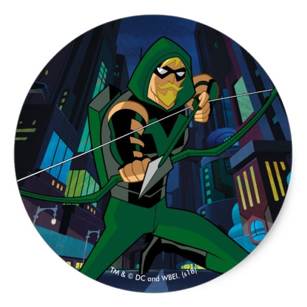 Justice League Action | Green Arrow Character Art Classic Round Sticker