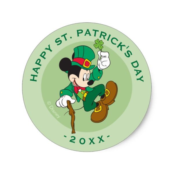 Leprechaun Mickey Mouse | St. Patrick's Day Classic Round Sticker
