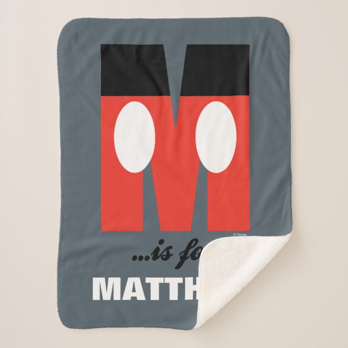 M is for Mickey | Add Your Name Sherpa Blanket