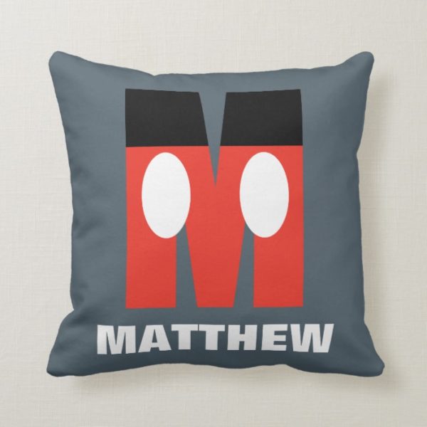 M is for Mickey | Add Your Name Throw Pillow