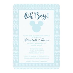 Mickey | Blue Aztec Baby Shower Invitation