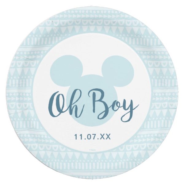Mickey | Blue Aztec Baby Shower Paper Plate