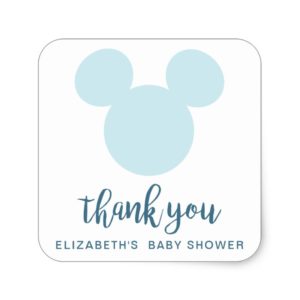 Mickey | Blue Aztec Baby Shower - Thank You Square Sticker