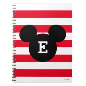 Mickey Head Silhouette Striped Pattern | Monogram Notebook