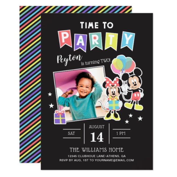 Mickey & Minnie | Time to Party - Photo Invitation