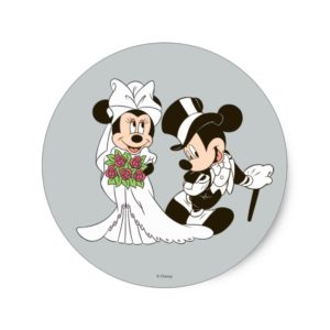 Mickey & Minnie Wedding | Getting Married Classic Round Sticker