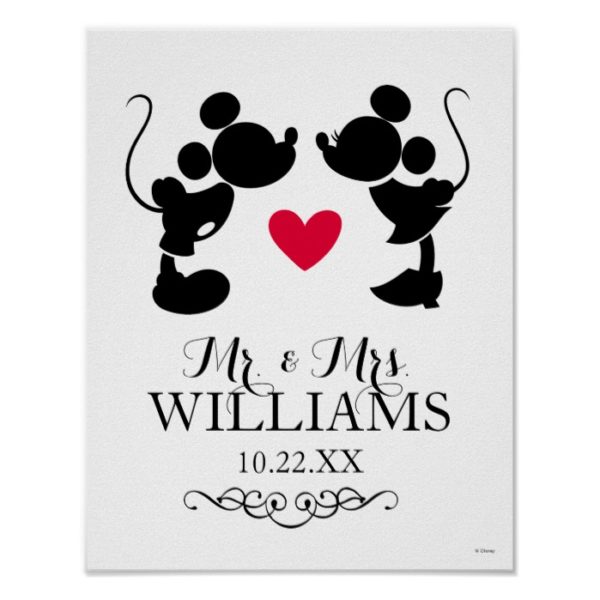 Mickey & Minnie Wedding | Silhouette Poster