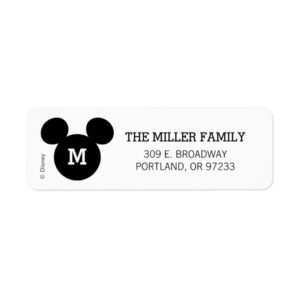 Mickey Mouse Head Silhouette | Black with Monogram Label