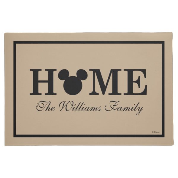 Mickey Mouse Head Silhouette | Home with Name Doormat