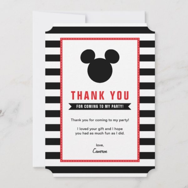 Mickey Mouse | Icon Black & White Stripe Thank You