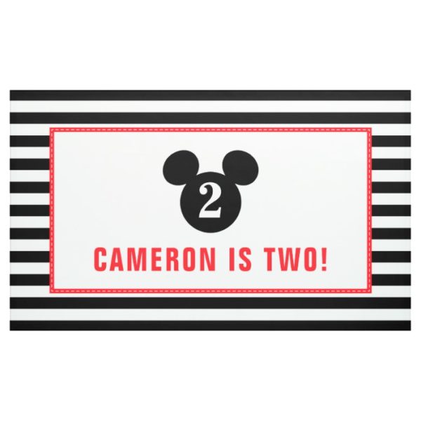 Mickey Mouse | Icon Black & White Striped Birthday Banner