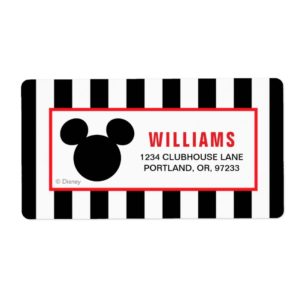 Mickey Mouse | Icon Black & White Striped Birthday Label
