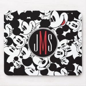 Mickey Mouse | Monogram Crowd Pattern Mouse Pad