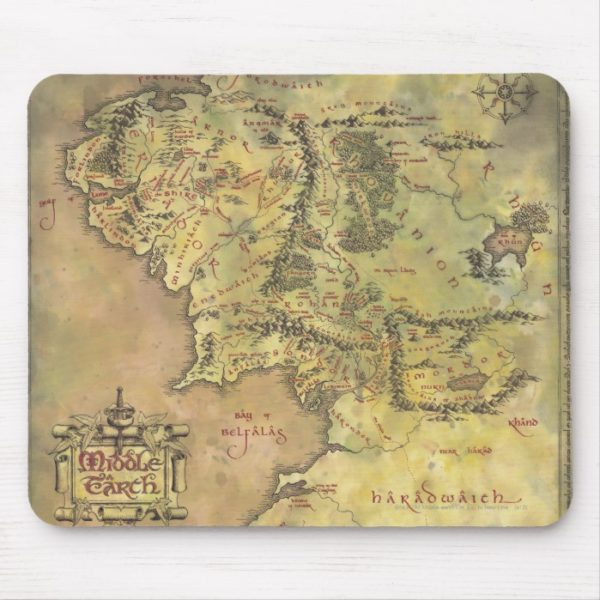 Middle Earth Map Mouse Pad