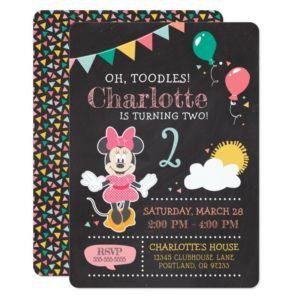 Minnie Mouse Birthday Chalkboard Invitation