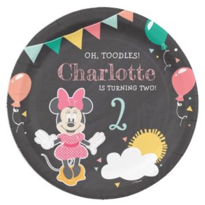 Minnie Mouse Birthday Chalkboard Paper Plate