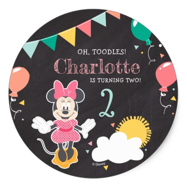 Minnie Mouse Chalkboard Birthday Classic Round Sticker