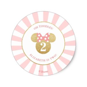 Minnie Mouse | Gold & Pink - Thank You Classic Round Sticker