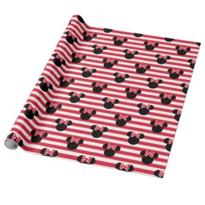 Minnie Mouse | Red & White Stripes Birthday Wrapping Paper