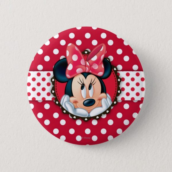 Minnie Mouse | Smiling on Polka Dots Pinback Button