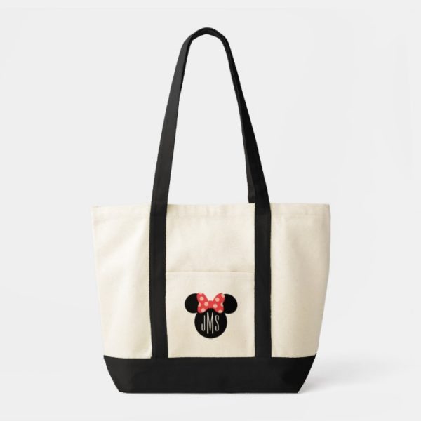 Minnie Polka Dot Head Silhouette | Monogram Tote Bag